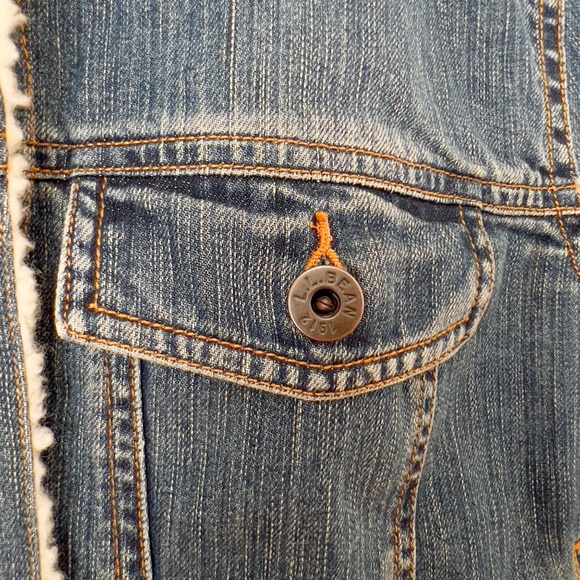 LL Bean Denim Sherpa Lined Jean Chore Barn Jacket Size Medium Petite Western - Picture 6 of 12